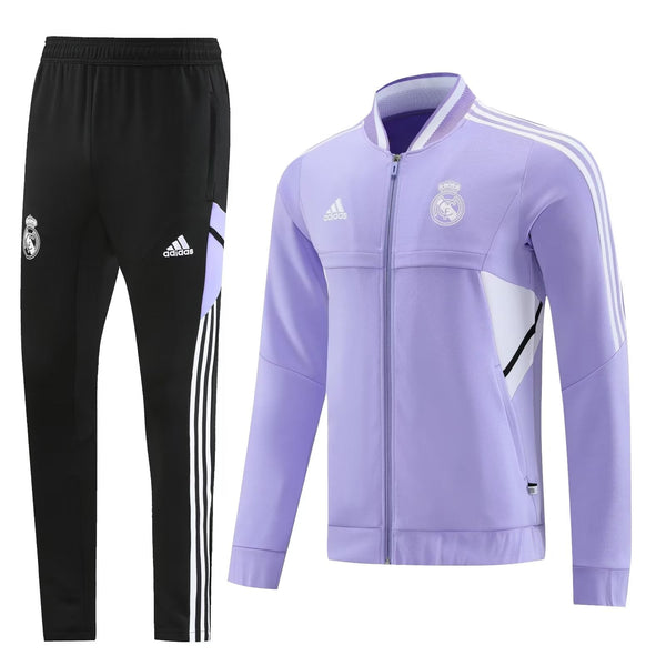 Conjunto Real Madrid Zíper Curto Lilás e Preto