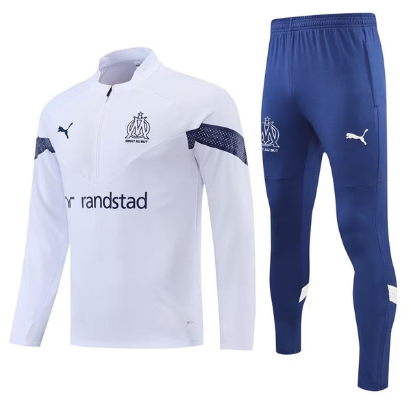 Conjunto Olympique de Marseille Ziper Curto Branco