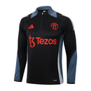 Conjunto Manchester United Zíper Curto Treino Preto 2024/25