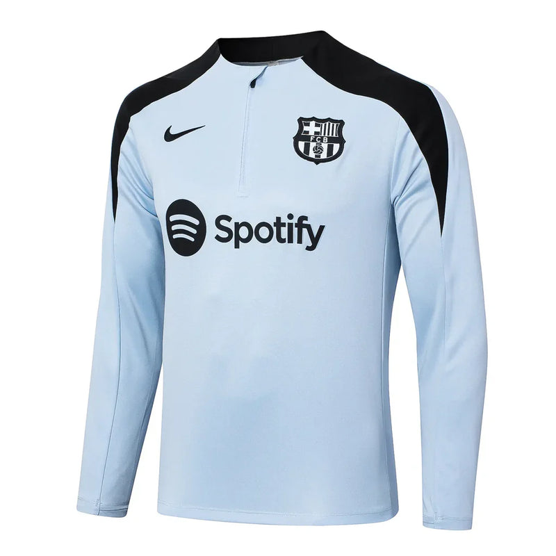 Conjunto Barcelona Zíper Curto Treino Azul Bebê 2024/25
